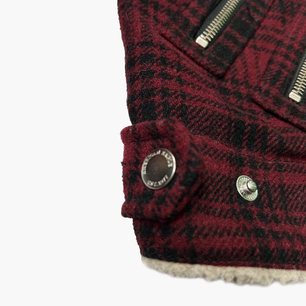 AEO Women’s Wool Flannel Sherpa Moto Jacket (Dark Red | Size S) - Picture 5 of 8